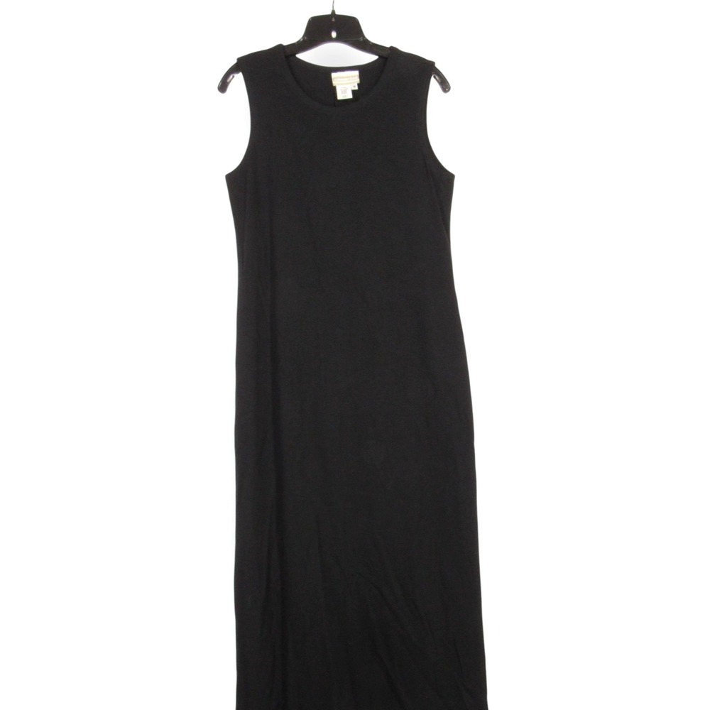 COLDWATER CREEK Black STRETCH TWILL Crewneck SLEEVELESS Maxi TANK DRESS Sz 8